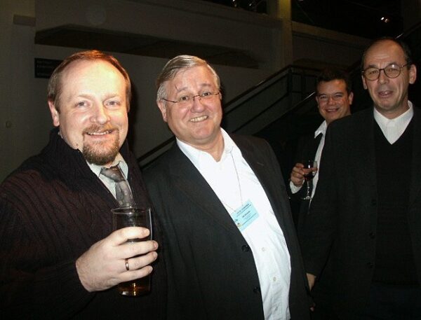 Conference in Tampere, Finland, 2003 From left to right, Robert J. Wierzbicki, Jak Boumans, Ghislain d’Adesky, and Peter A. Bruck