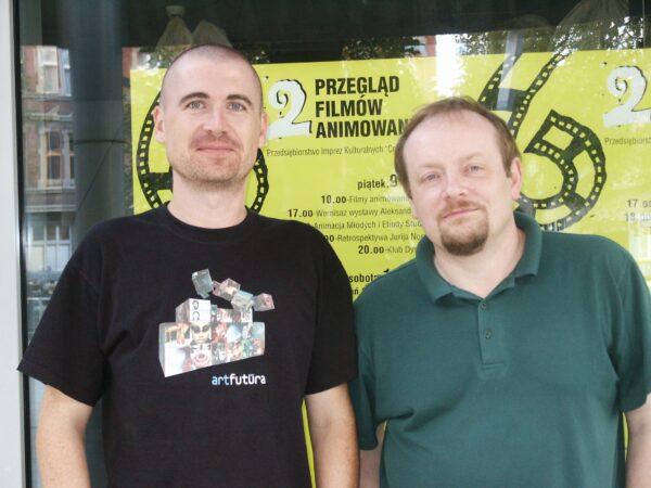 Robert J. Wierzbicki with Frank Rückert, Animated Film Showcase in Ostrów Wlkp., Poland, 2005